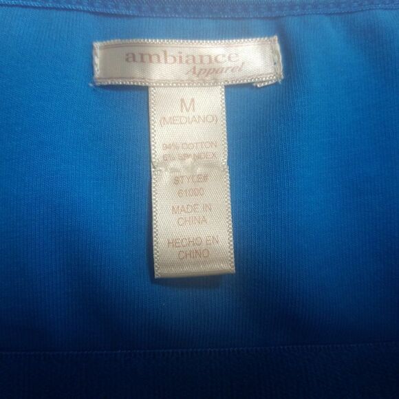 Ambiance Apparel Tank Top Teal Blue Stretch Womens Sz Medium - Picture 5 of 5